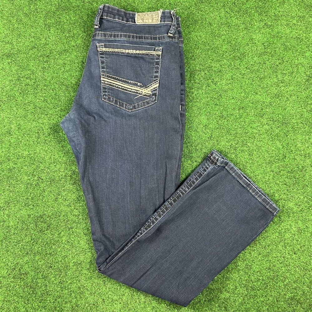 BKE Denim Payton‎ Womens Jeans 34L 34 x 33.5 Straight Leg Embroidered Dark Wash